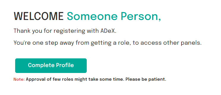 Account created, last step of registration pending
